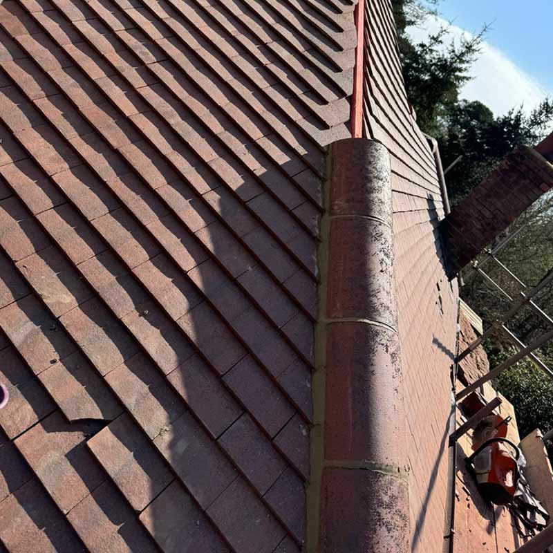 Machine made clay tile roof replacement in Portsmouth with breathable membrane and treated battens