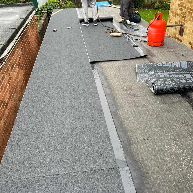 New felt flat roof installation in Portsmouth using Imper Italia membrane